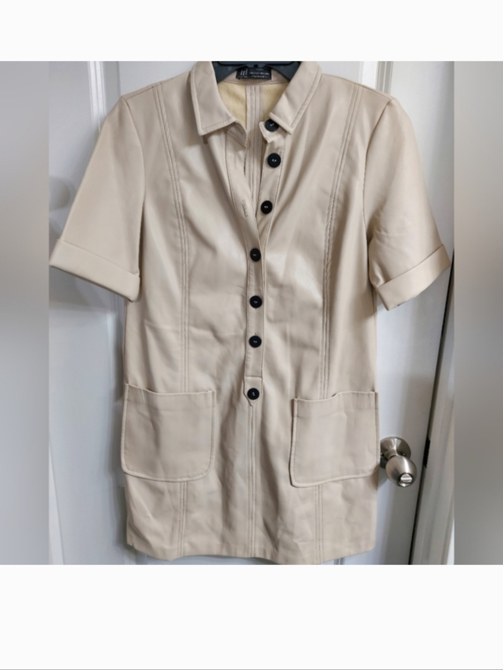 Zara Cream Button-Front Mini Dress - Picture 6 of 8
